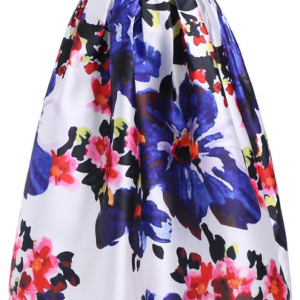 Multi Colored Floral Midi Skirt